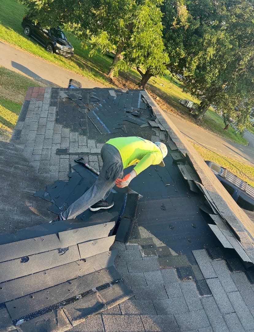 Roof tear-off and replacement work